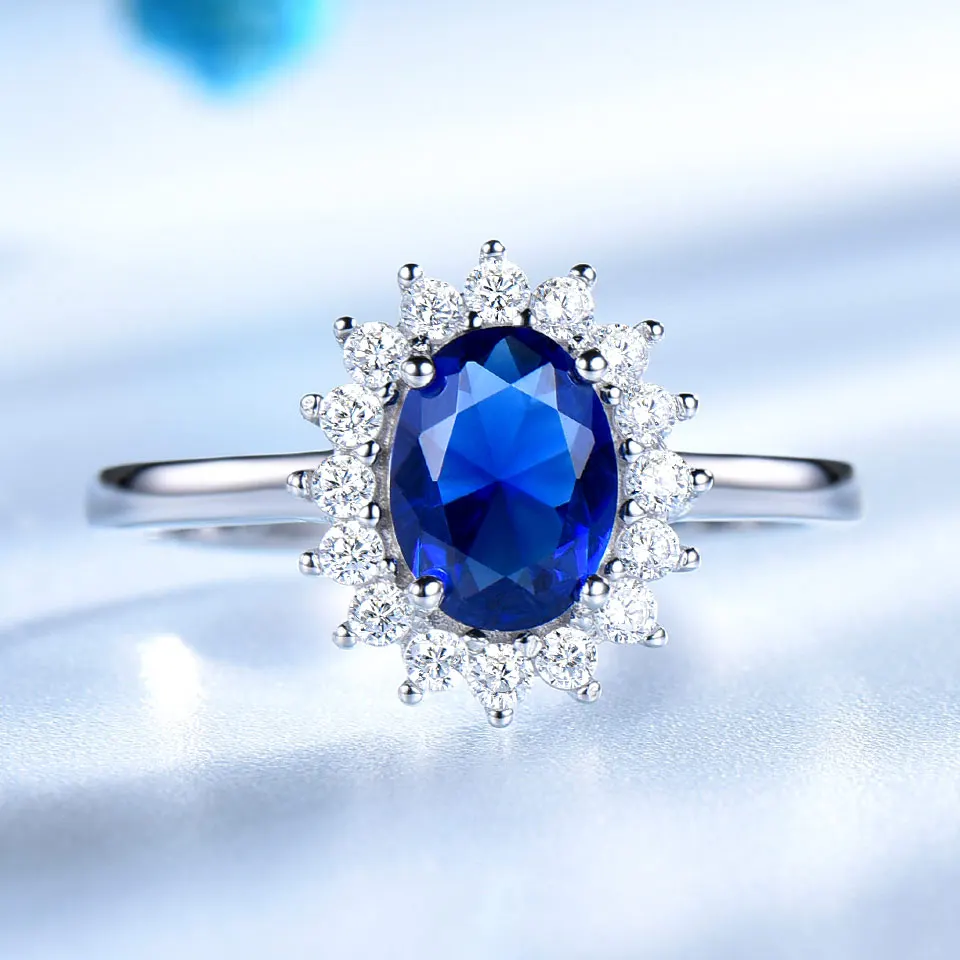 UMCHO принцесса кольцо в стиле Дианы 925 пробы серебряные ювелирные изделия с сапфиром кольца Лучший Подарок на годовщину для женщин ювелирные изделия