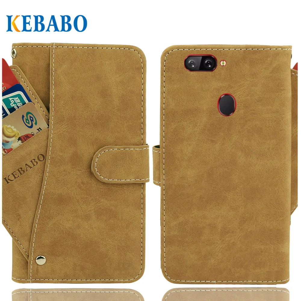 

Vintage Leather Wallet Bluboo D6 Case 5.5" Luxury 3 Front Card Slots Cover Magnet Stand Phone Protective Bags