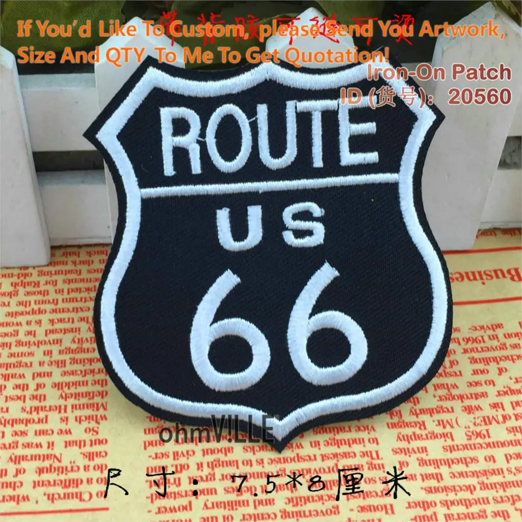 20560 черные патчи для вышивки Route 66 Us утюжок на пластыре памятные Пластыри по