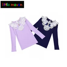 Весенние блузки для девочек Рубашки для мальчиков новая модная брендовая одежда для маленьких девочек милый Кружево с длинным рукавом цветочный блузка Топы корректирующие одежда из хлопка