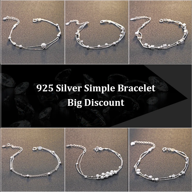 Горячая ручной браслет цепочка для женщин простой дизайн очаровательный винтажный браслет ювелирные изделия 925 серебро
