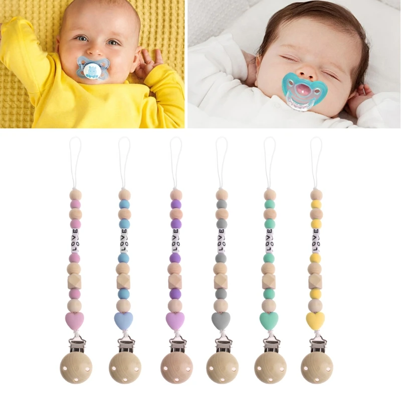 Wood Nipple Holder For Dummy Feeding Lovely Baby Pacifier Chain Nipple Soother anti-lost stroller chain