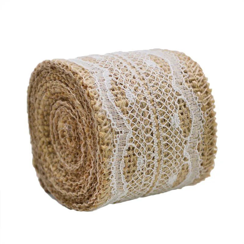 2 м/roll натуральный джут, джутовая ткань, мешочная ткань лента с хлопковая кружевная отделка ткань для DIY Вышивание Свадебные украшения интимные аксессуары - Цвет: 021