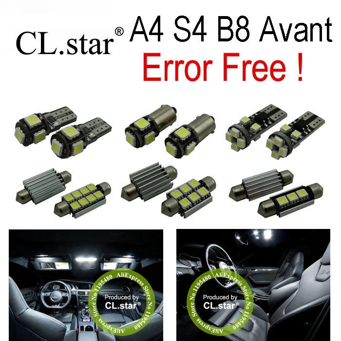 18pcs LED bulb for Audi A4 S4 B8 Quattro Estate Avant Interior dome Light Kit 2009