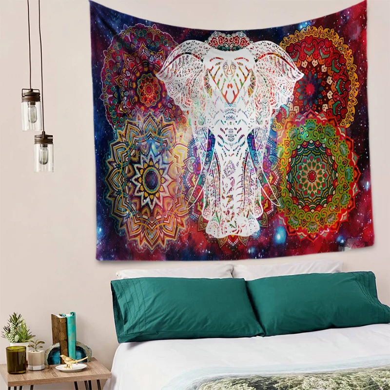 Психоделический слон гобелен настенный Галактический Звездный Мандала хиппи гобелены настенная ткань ретро Бохо домашний Декор 200*300 см