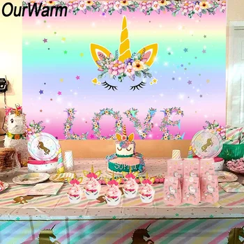 

OurWarm Unicorn Party Unicornio Fiesta Birthday Party Decorations Kids Favors Baby Shower Girl Boy Unicorn Party Supplies