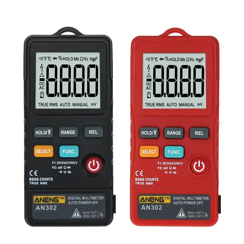 

ANENG AN302 Portable Slim Card Type Digital Multimeter 8000 Counts AC / DC Voltmeter Voltage Frequency Meter with LED Light