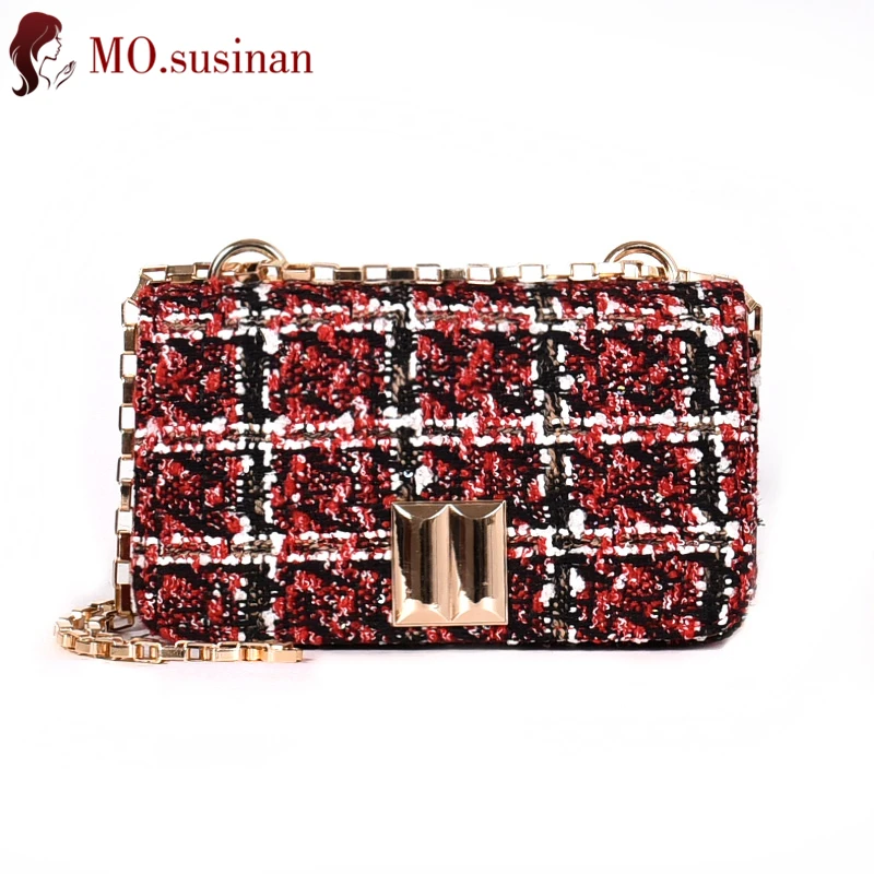 

Fashion Chain Crossbody Bags for Women 2019 Wool Mini Shoulder Bag Plaid Flap Ladies Messenger Bag Small Female Bags Sac a main