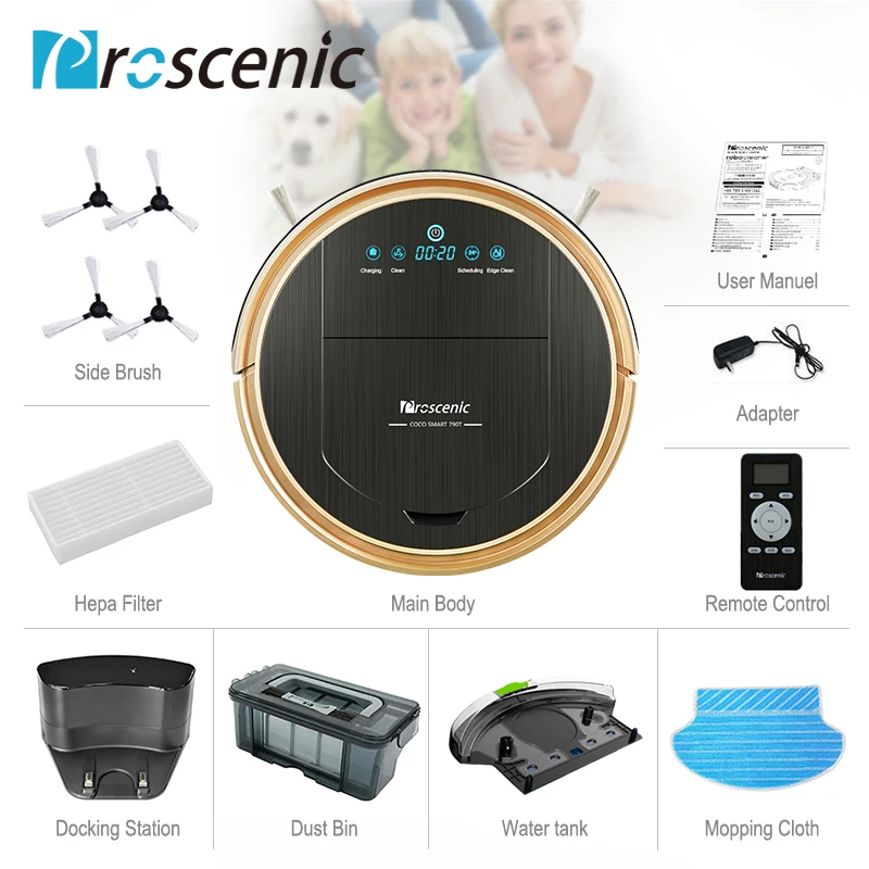 Robot Vacuum Cleaner Proscenic 790T 1200Pa Power Suction Vacuum Cleaner Robot with Wifi Connected Remote Control Aspirador