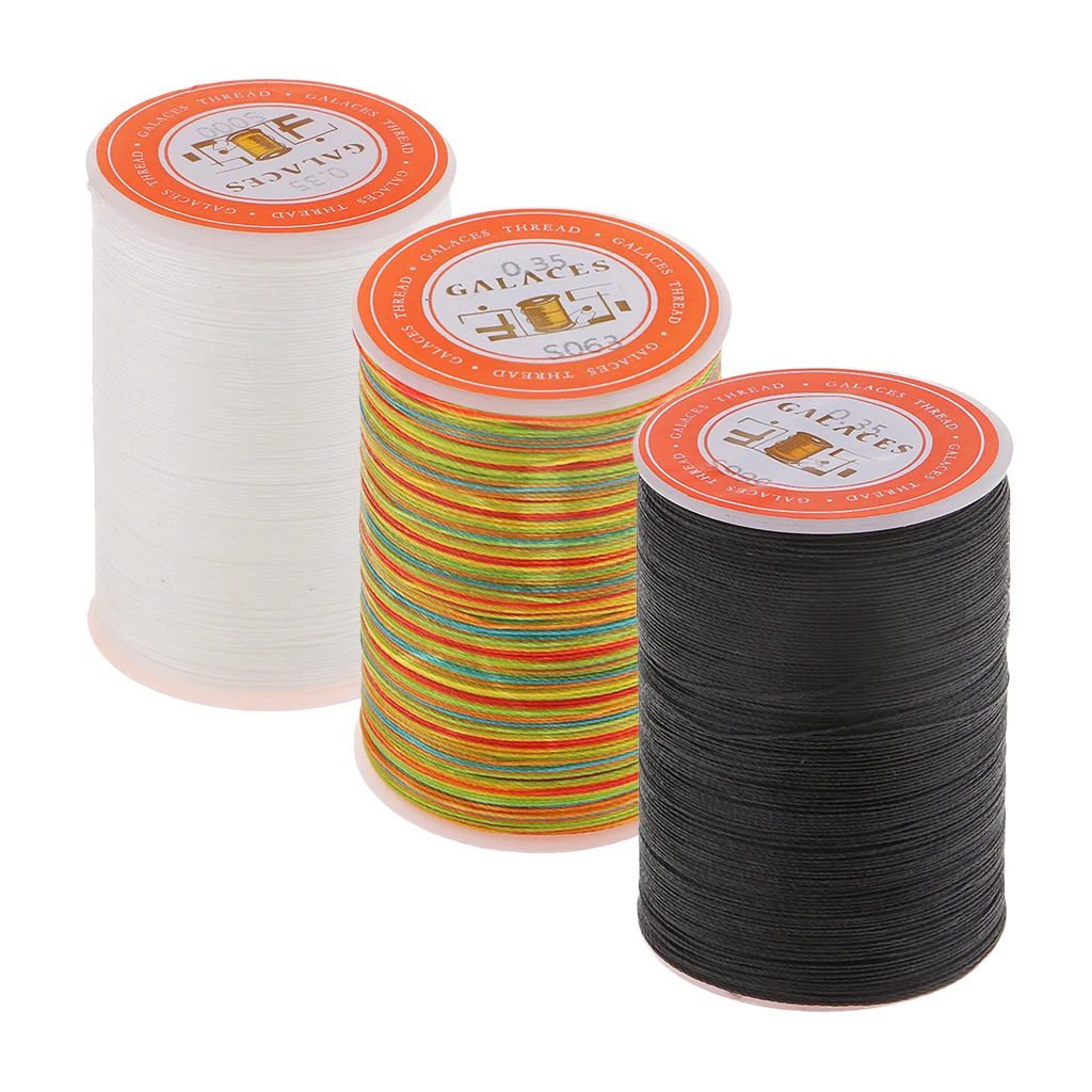 3 Pieces Waxed Thread 0.35mm 300m Polyester Cord Sewing Threads Stitching Leather Craft Bracelet DIY Apparel Sewing Fabric