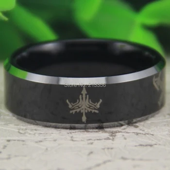 

Cheap Price Free Shipping USA Hot Selling 8MM Black Top Silver Beveled Super LOL Designs Tungsten Ring Mens' Wedding Band Ring