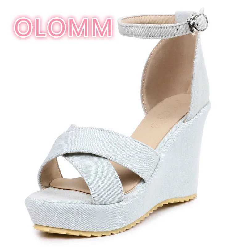 

new arrival Summer women Platform Super high Heels shoes Ankle strap Wedge Sandals elegant ladies Office Dress Sandals 34-43