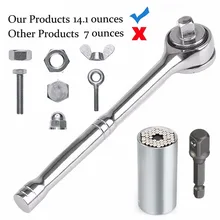 Набор универсальных торцевых гаечных ключей 1-3/", набор для ремонта ручных инструментов для автомобиля/Авто с адаптером для силовой дрели из хромованадиевой стали легкий