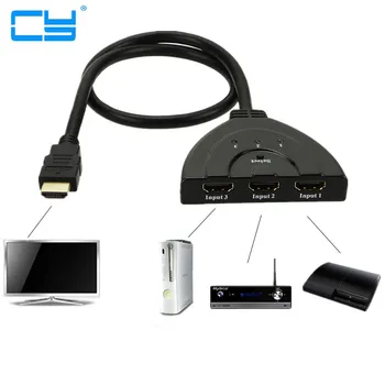 

New 3 Port HDMI Multi Display Auto Switch Hub Box 1.3 1080P Switcher 3 in 1 out Splitter for HDTV DVD Xbox 360 PSP