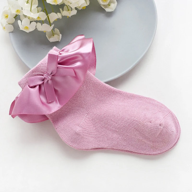 Носки детские хлопковые однотонные носки с бантом для девочек Meias, модные весенне-осенние носки для маленьких девочек детские носки для детей от 2 до 9 лет