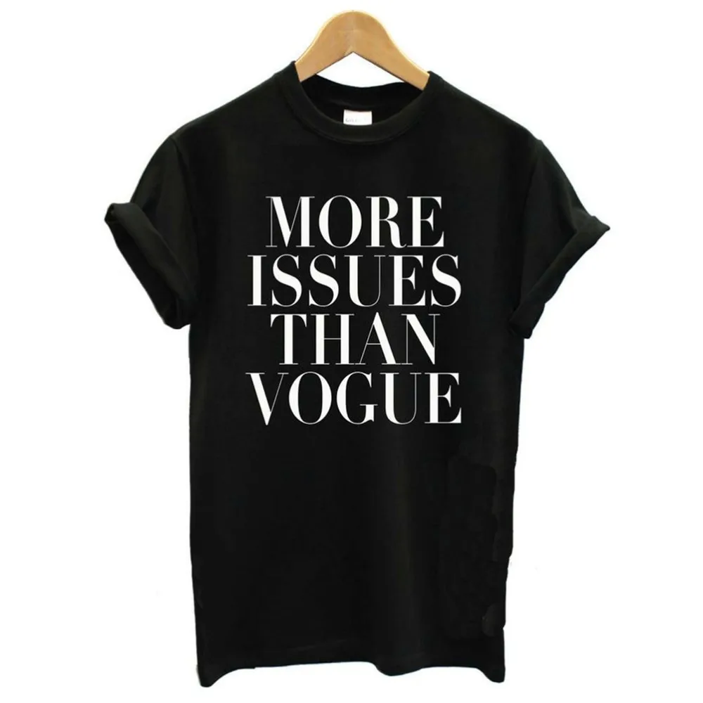 

T shirt MORE ISSUES THAN VOGUE Print Cotton For Lady Black White Women Tops