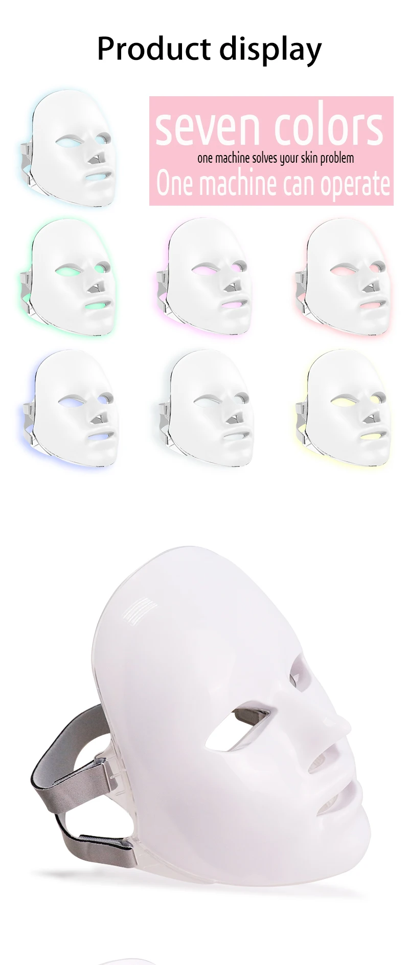7 Cores Led Máscara Facial com Terapia Photon Rejuvenescimento da Pele Cuidados para o Rosto Anti Acne Clareamento Elétrica Instrumento de Beleza Spa 3 7 cores led máscara facial com rejuvenescimento