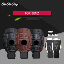 For Benz Genuine Leather 2&3 Button Smart Car Key Case Cover For Mercedes Benz Accessories W203 W210 W211 W124 Keyrings Keychain