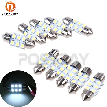 

POSSBAY 10Pcs 31mm 1210 6SMD White Micro General Car Interior Festoon Dome LED Light Bulbs Lamp 12V For VW/Opel/Skoda/BMW