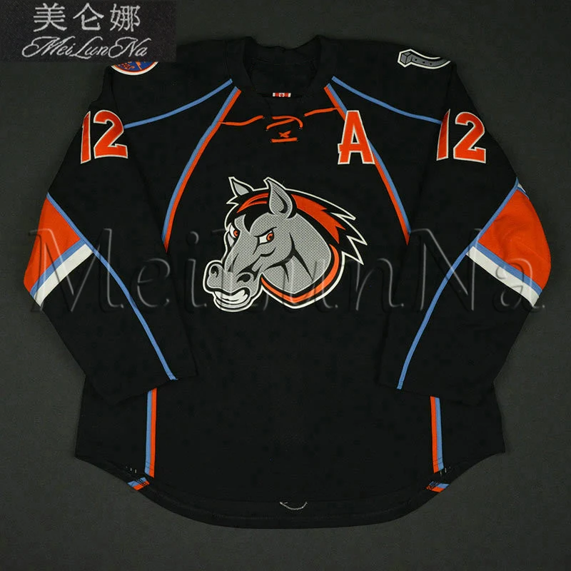 

MeiLunNa Custom ECHL Missouri Kansas City Mavericks Hockey Jerseys 12 Rocco Carzo 24 Carlyle Lewis Sewn On Any Name NO.Size