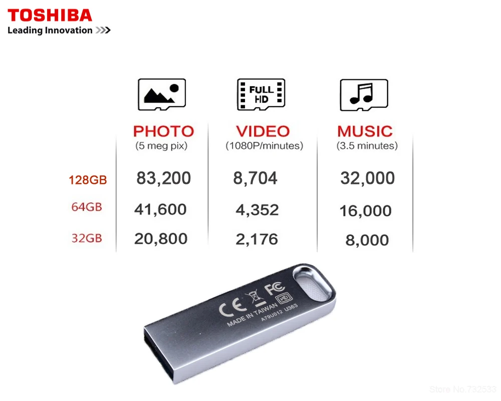 TOSHIBA USB3.0 U363 USB флеш-накопитель 128 Гб 64 ГБ 32 ГБ металлический водонепроницаемый флеш-накопитель кольцо для ключей ручка драйвер устройство для хранения U диск