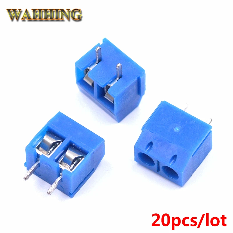 

20pcs KF301 2Pin Screw Terminal Block Connector 5.0mm Pitch DIY PCB Board 2 Pin Cable Terminals Adapter 300V 15A Blue HY466