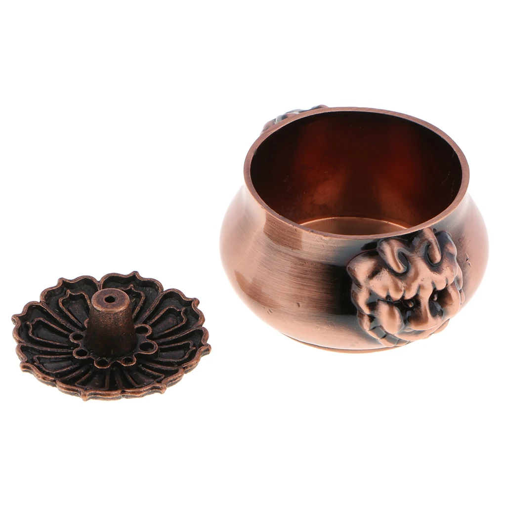 Vintage Copper Alloy Incense Burner Stick Holder Incense Base Bowl Home Tea House Decoration