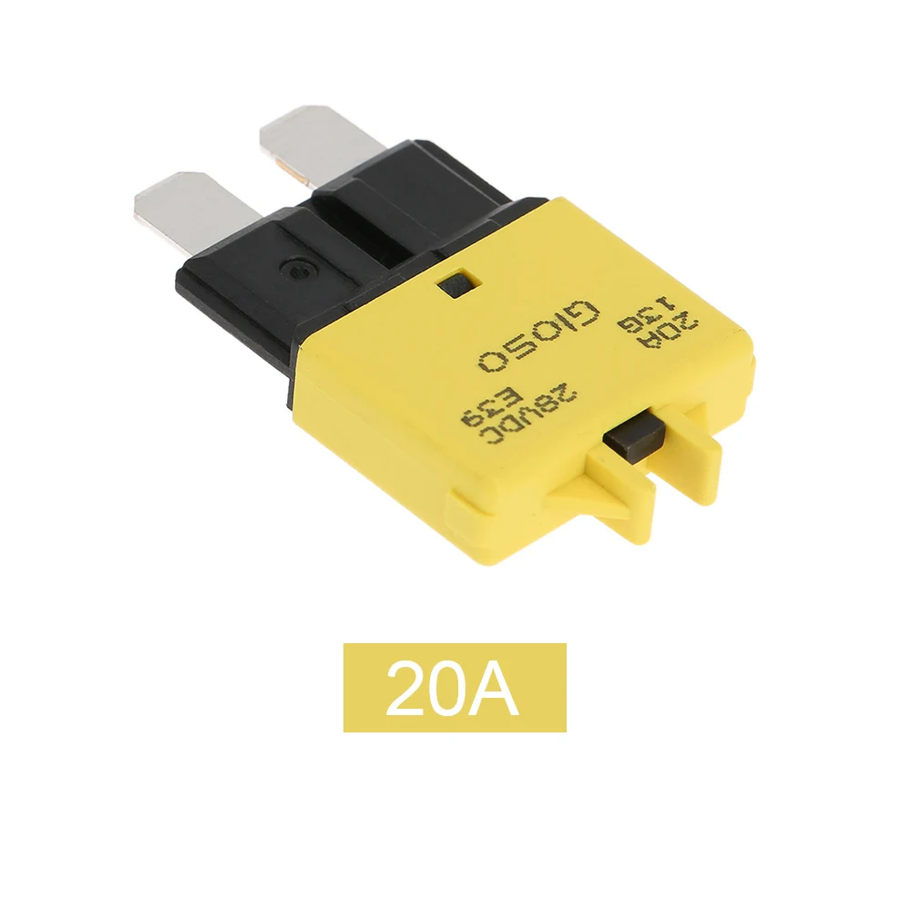 F449 20A Car Style Manual Reset Circuit Breaker Blade Fuses with Button