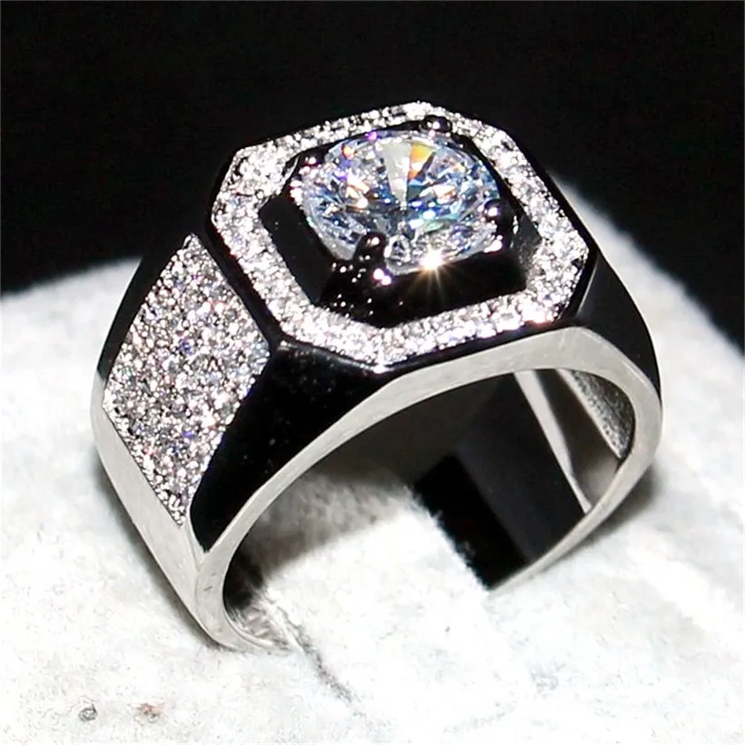 

choucong Jewelry Men's 925 Sterling Silver&rose gold 1.5ct Diamant paev cz Stone ring Engagement Wedding Bands boys Sz 7-13 gift