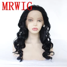 MRWIG черный/темно-коричневый/Блонд цвет волос кудрявый длинный синтетический передний парик шнурка часть Термостойкое волокно