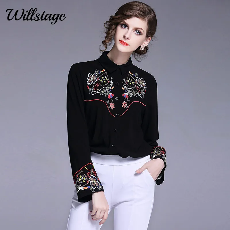 Aliexpress.com : Buy Willstage Women Black Shirts Floral