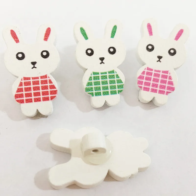 

3 Colors 50pcs/lot Rabbit Style Wood Pin Buttons Decorative Sewing DIY Craft Buttons Exquisite DIY Accessories Photography Props