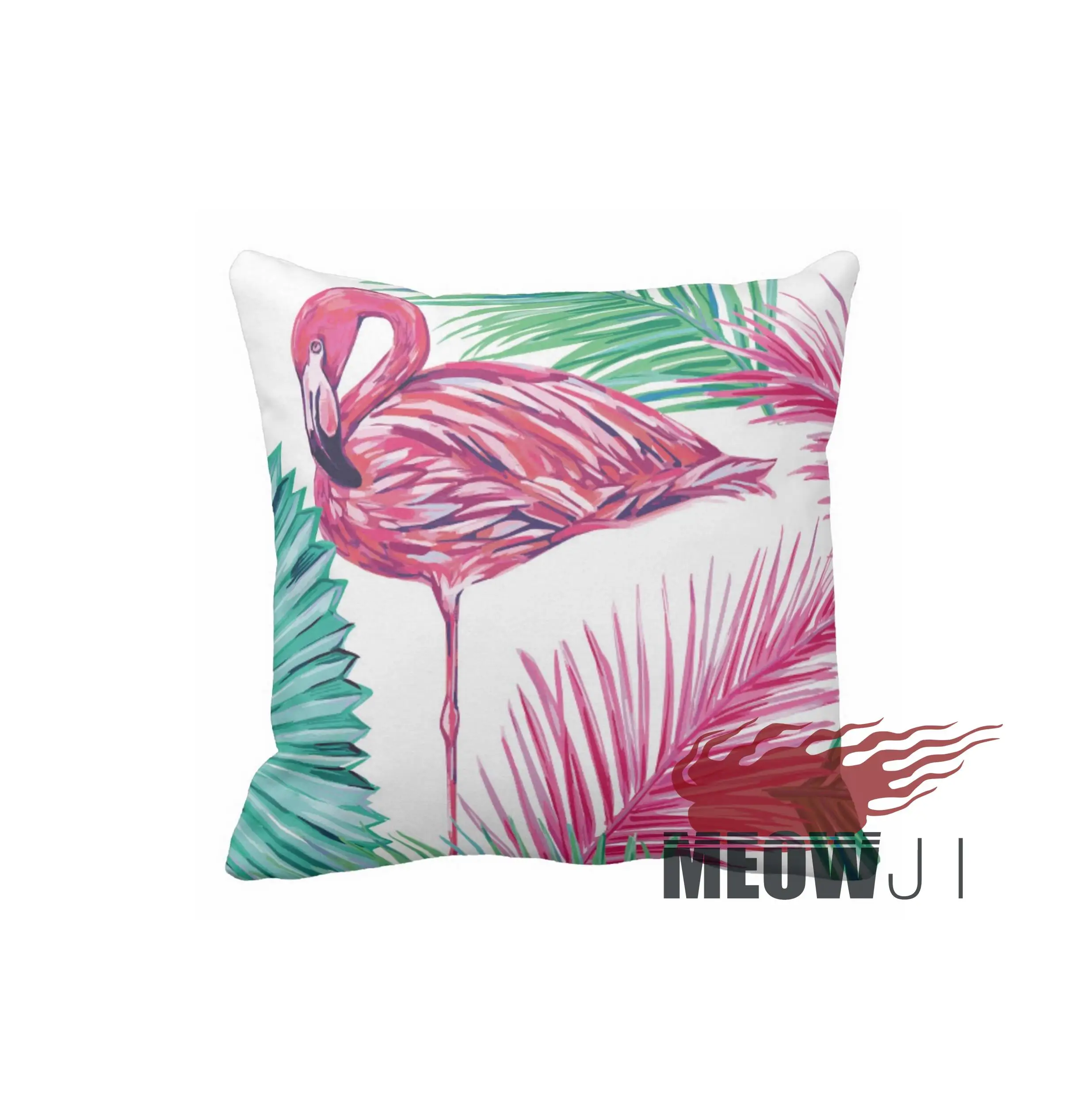 

Pink flamingo 33cmx33cm inch Soft Glossy Throw Pillow Case Pillowcase Cover (twin sides)