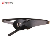 HIGBRE Elegant Women’s Thin Belt For Dress Fashion Ladies Belts And Straps Genuine Leather Designer Cinturon Mujer Decorativo