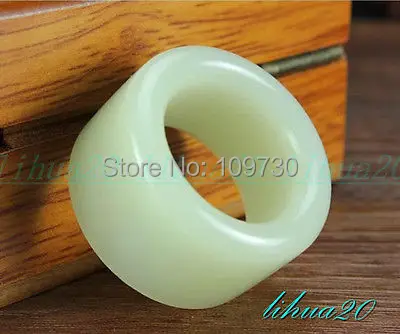 

hj0032 100% hetian Jade Jadeite Archers Thumb Ring Milky White Chinese men's A grade