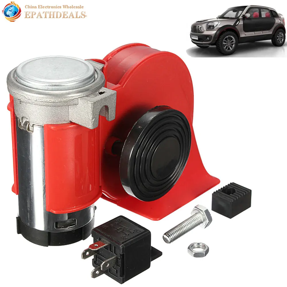 Red 12V 136db Loud Car Horn Snail Compact Air Horn for Auto Motorcycle