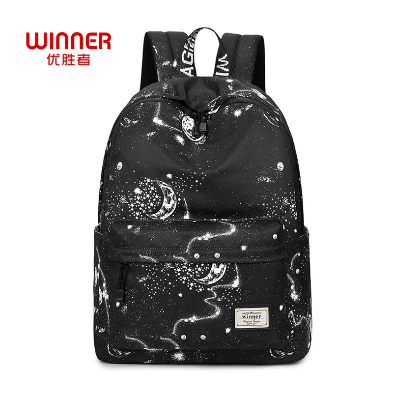 Goedkoop WINNAAR Mode Vrouwen Rugzak Stijlvolle Galaxy Star Universe Ruimte Afdrukken Rugzak Meisjes Zwarte Rugzak School Tassen Mochilas Sac