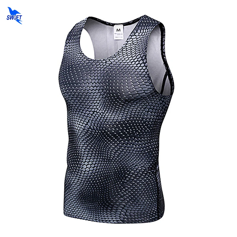 

NEW Mens Bodybuilding Weightlifting Compression Tank Tops Quick Dry Fitness Running Gym Tights Vest 3D Printed Sleeveless Shirts