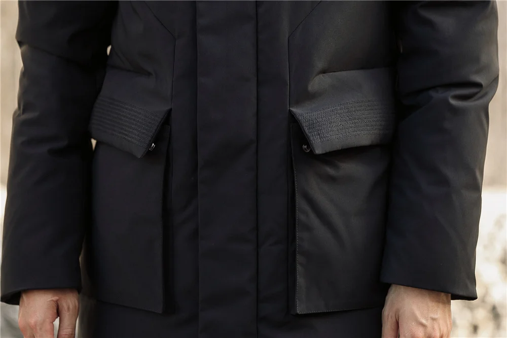 С капюшоном длинные зимние парки с гусиным пухом Для мужчин Повседневное камуфляж куртки мужской теплый пуховик модный пуховик JK-8165