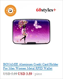 BONAMIE современной девушки алюминиевый кошелёк держатель для карт RFID Блокировка Бизнес кредитной футляр для удостоверения личности для леди