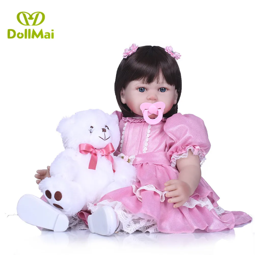 58 см силикона Reborn Baby Doll игрушки 24 дюймов винил принцесса для малышей куклы для девочек подарок на день рождения bebes reborn menina bonecas