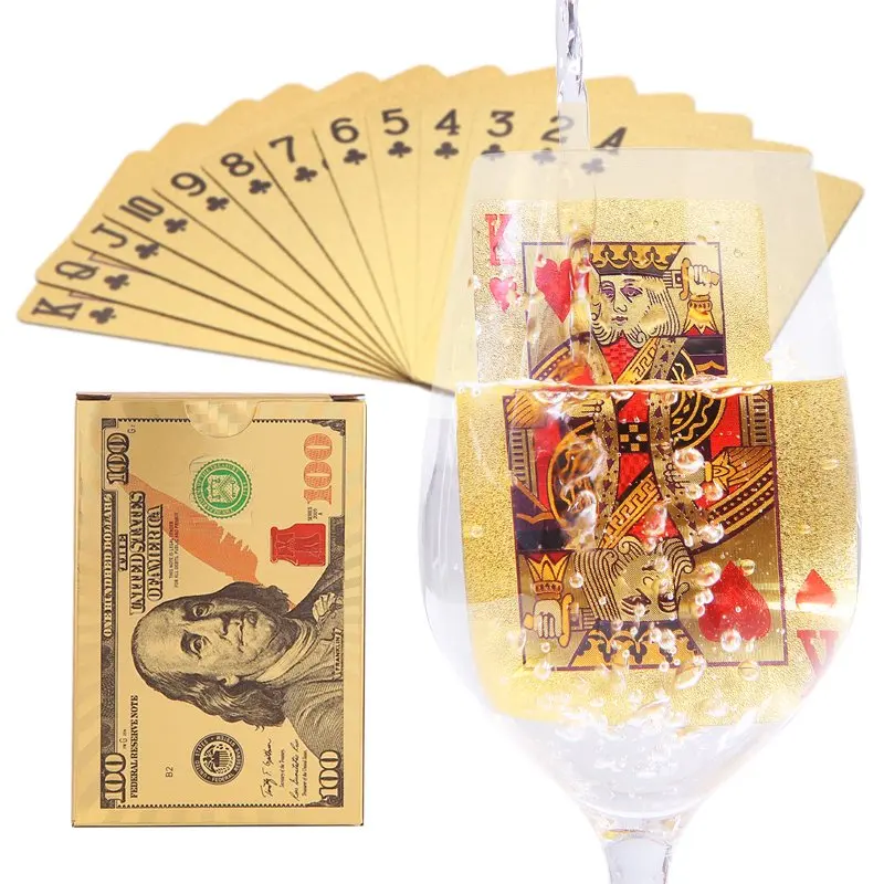 Golden Plastic Playing Cards Waterproof PVC Poker Creative Collection Durable Gift Game Cards Plastic Poker Cards