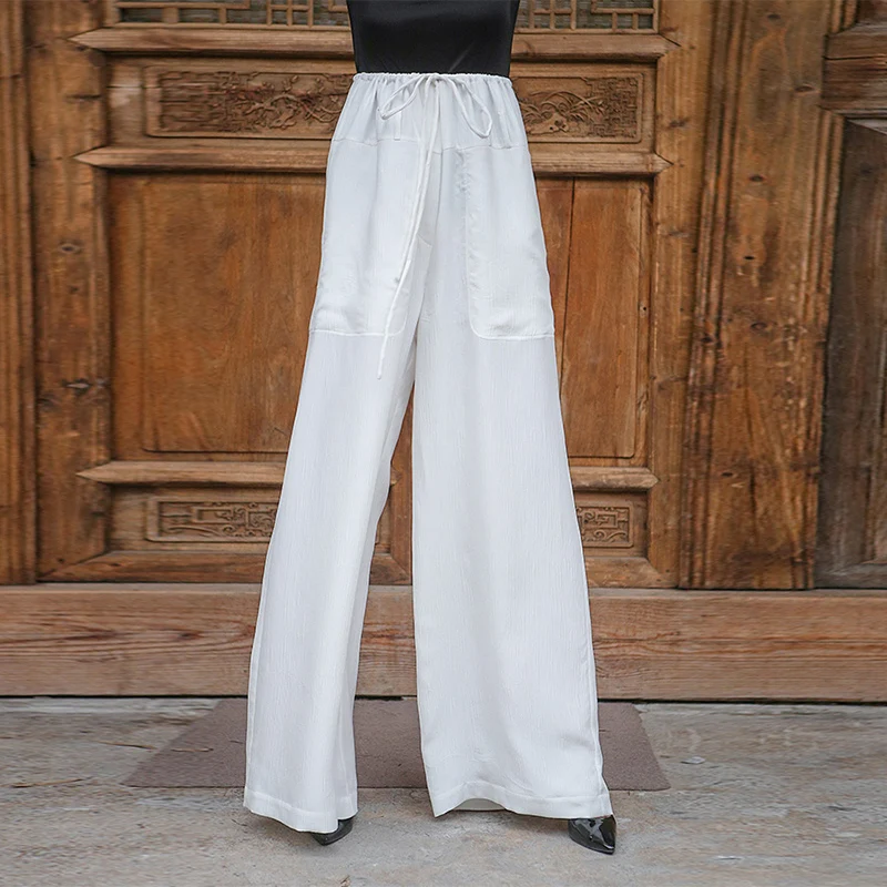 off white silk pants
