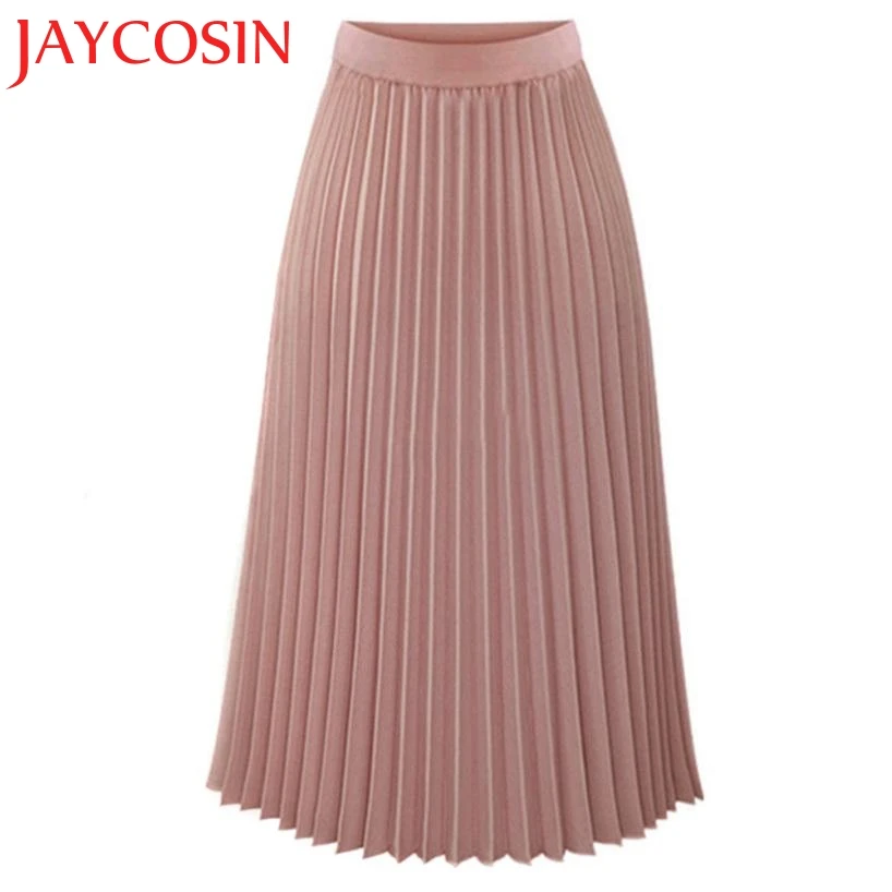 

JAYCOSIN 2018 Newly Skirts Womens Womens Solid Pleated Elegant Midi Elastic Waist Maxi Skirt Shorts Levert dropshipped July 17