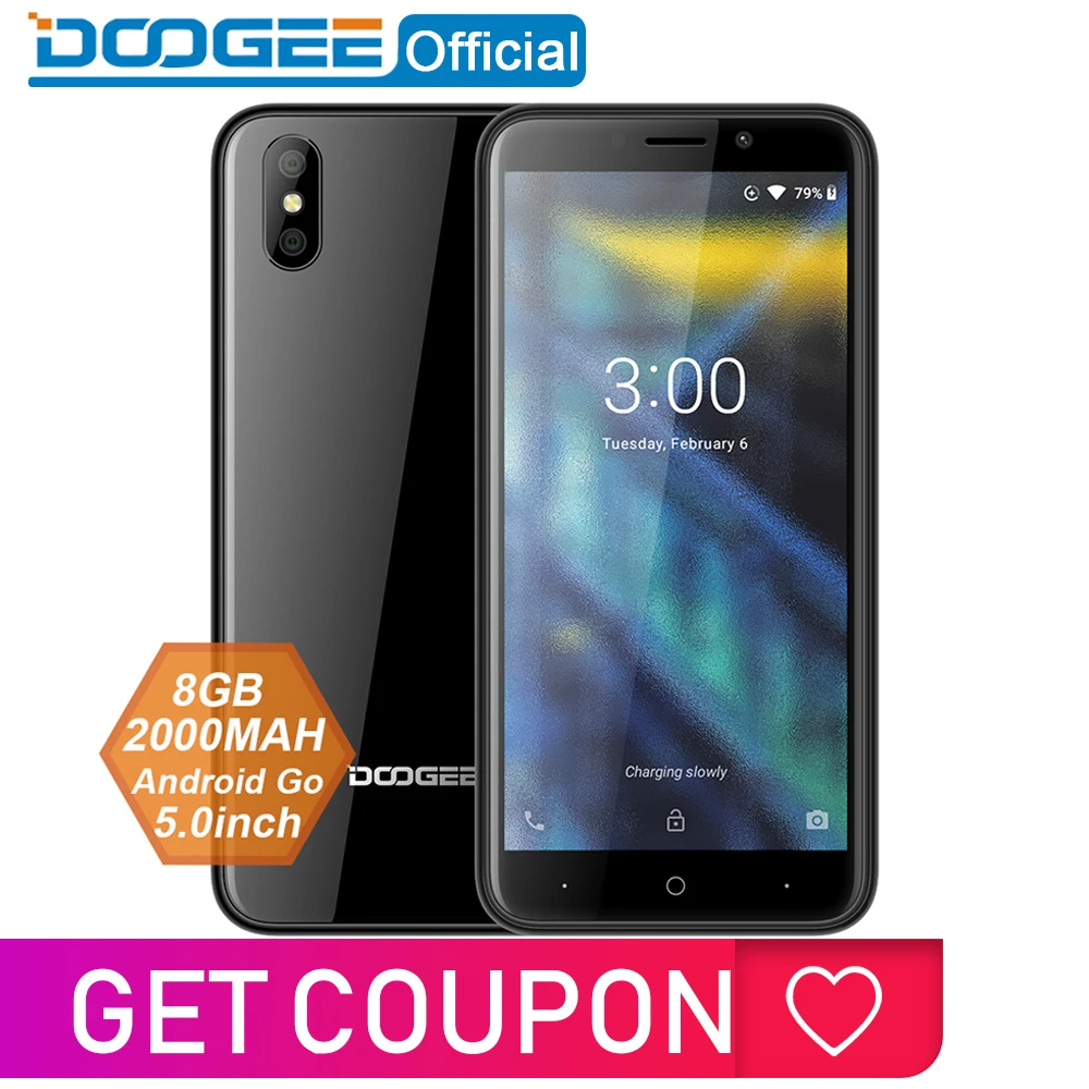  DOOGEE X50 mobile phone Android 8.1 MTK6580M Quad-Core 1GB RAM 8GB ROM Dual Cameras 5.0inch 2000mAh