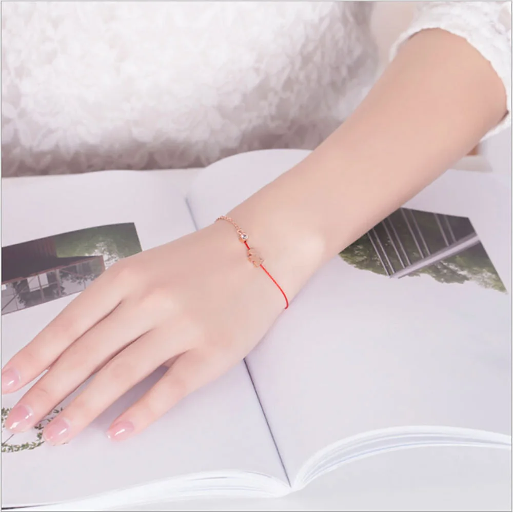

Lucky Crystal Charm Bracelets for Women Thin Red Thread String Rope Fashion Lovely Dog Bracelet Bangles K Letter Jewelry