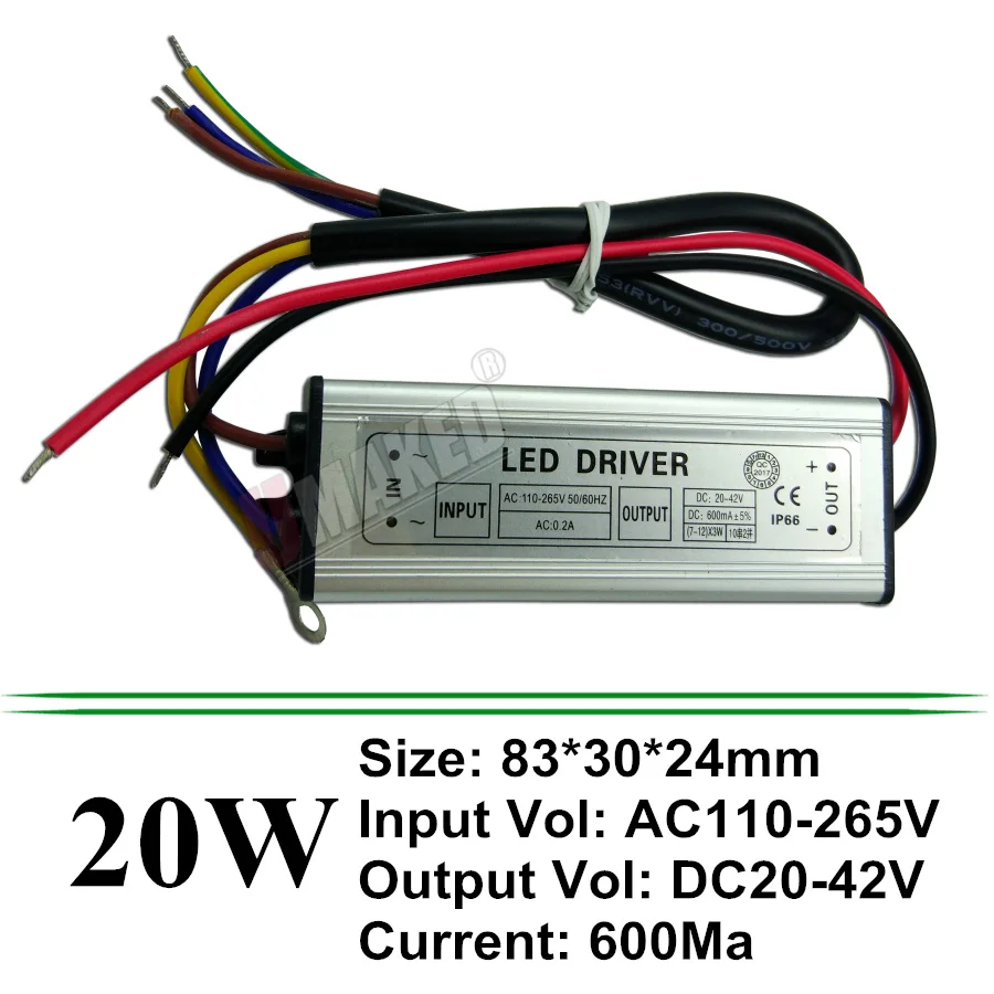 DC 20-40 В 10W20W30W50W 300mA/600MA/900MA/1500MA источник питания прожектор светильник светодиодный драйвер светильник трансформатор IP66 водонепроницаемый адаптер BA