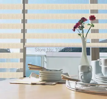 

100% polyester eco-friendly translucent zebra blinds in Beige curtains for living room H05-002 31in*48in 5 Colors