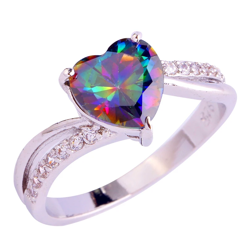 aaa cz crystal jewelry multicolor rainbow zircon plated silver ring size 6 7 8 9 10 - Rainbow Wedding Rings aaa cz crystal jewelry multicolor rainbow zircon plated silver ring size 6 7 8 9 10 - Rainbow Wedding Rings