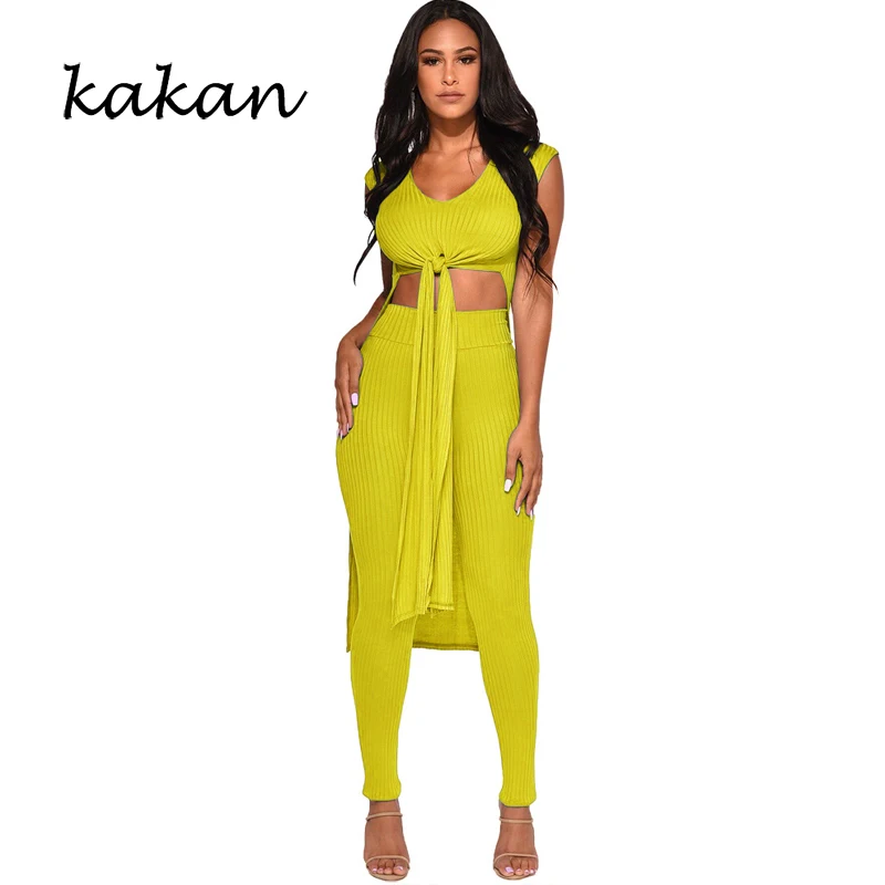 

Kakan summer hot sexy women's tight jumpsuit two-piece fashion casual bow jumpsuit suit pink yellow black wine red jumpsuit